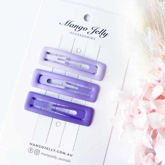 Purple | Large Pastel Coated Bar Clips