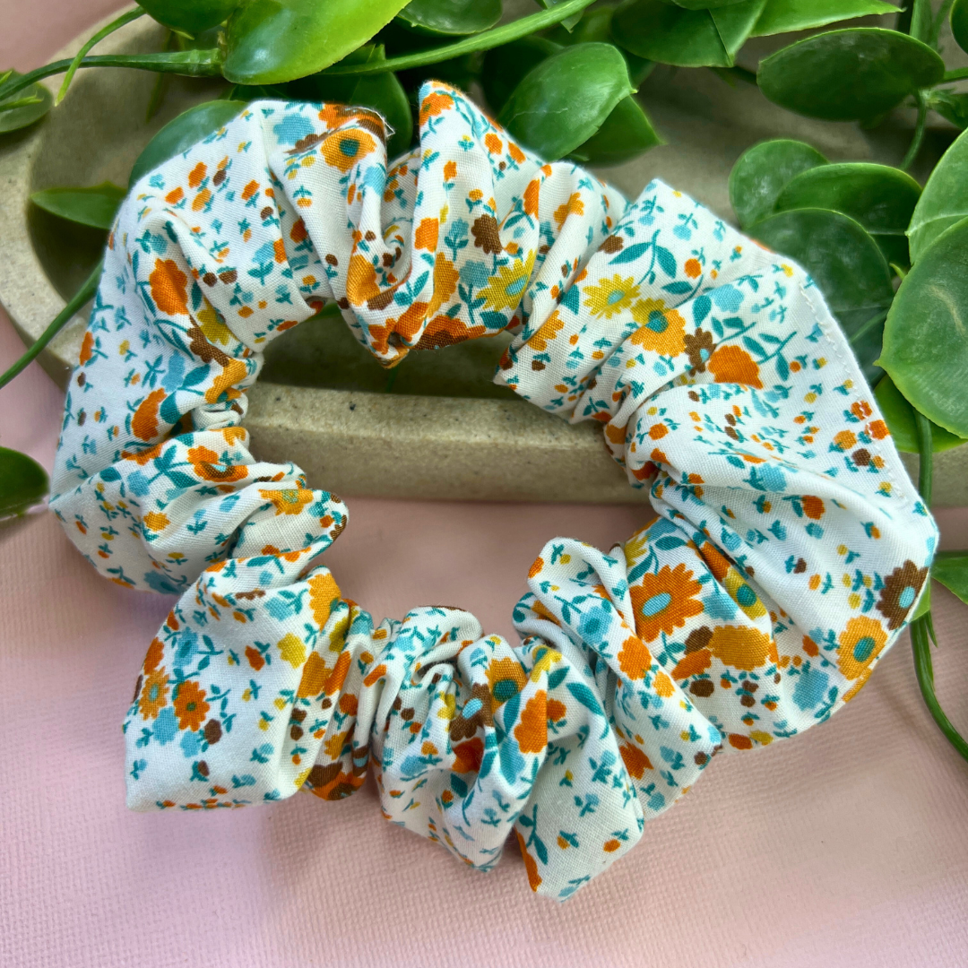 Teal Flower | Floral Scrunchie