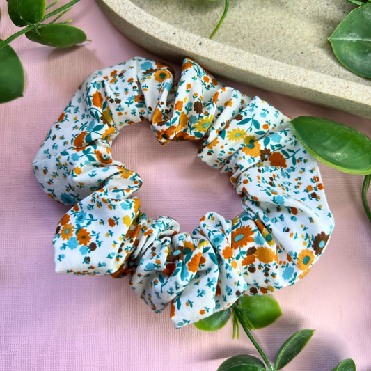 Teal Flower | Floral Scrunchie