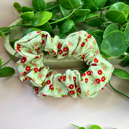 Red Flower | Floral Scrunchie