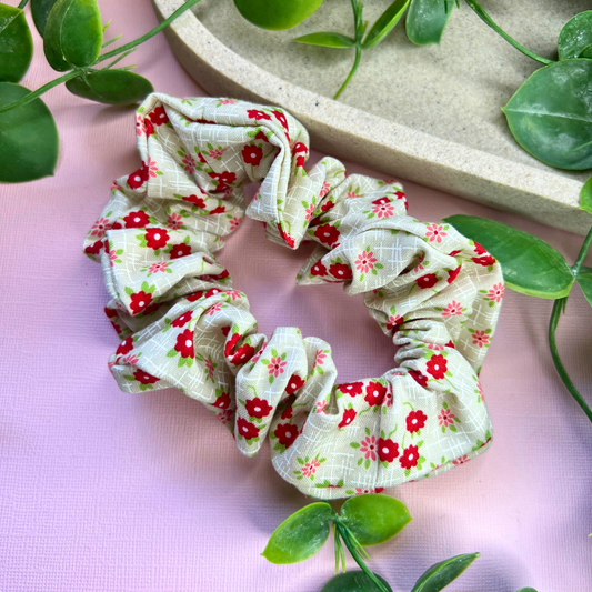 Red Flower | Floral Scrunchie