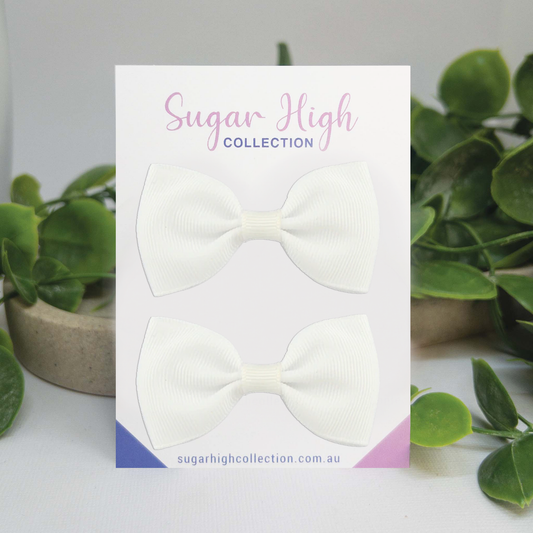 White | Petite Hair Bows