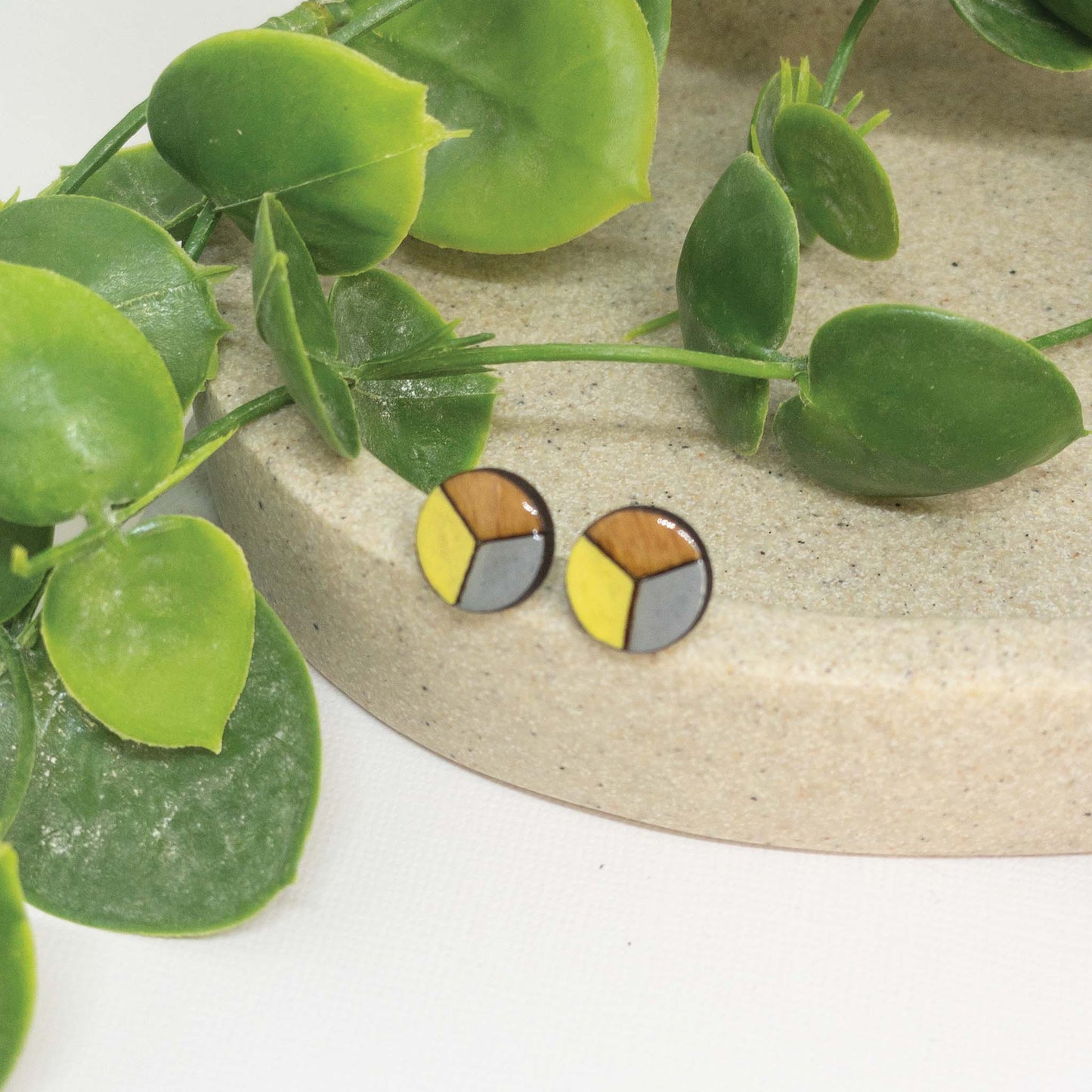 Bee Happy | Wooden Stud Earrings