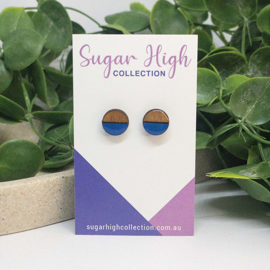 Blue Lagoon | Wooden Stud Earrings