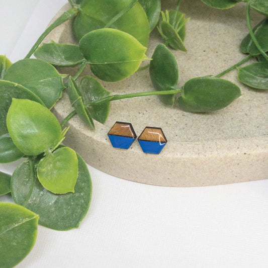 Blue Lagoon | Wooden Stud Earrings