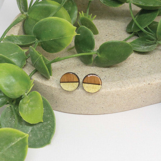 Bronze Glow | Wooden Stud Earrings