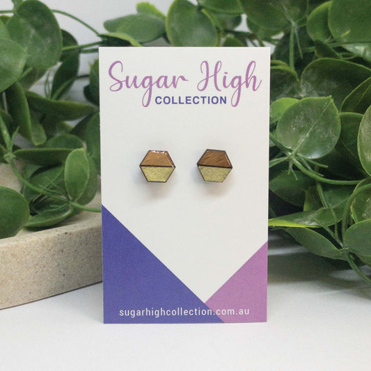 Bronze Glow | Wooden Stud Earrings