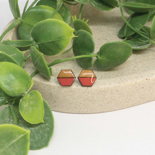 Candy Red | Wooden Stud Earrings