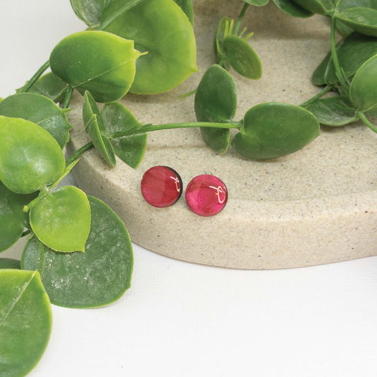 Cherry Red | Wooden Stud Earrings