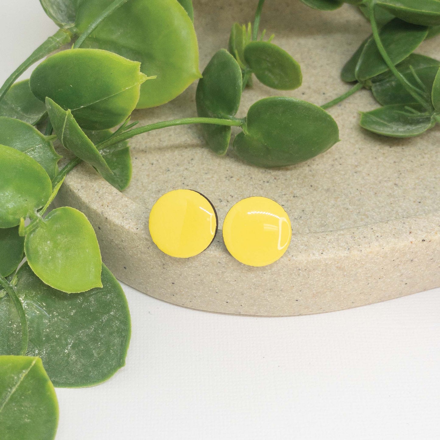 Daffodil Yellow | Wooden Stud Earrings