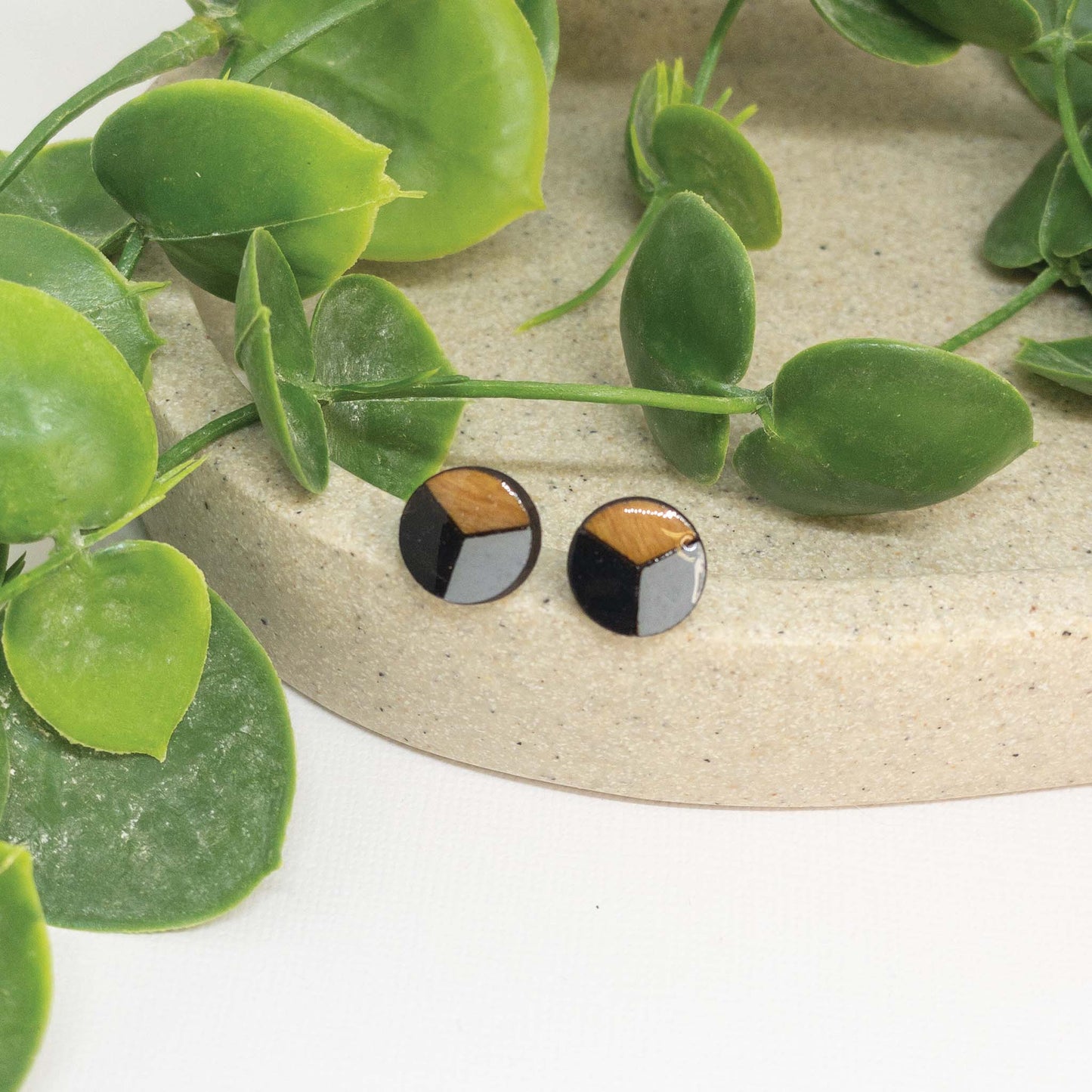 Dramatic | Wooden Stud Earrings