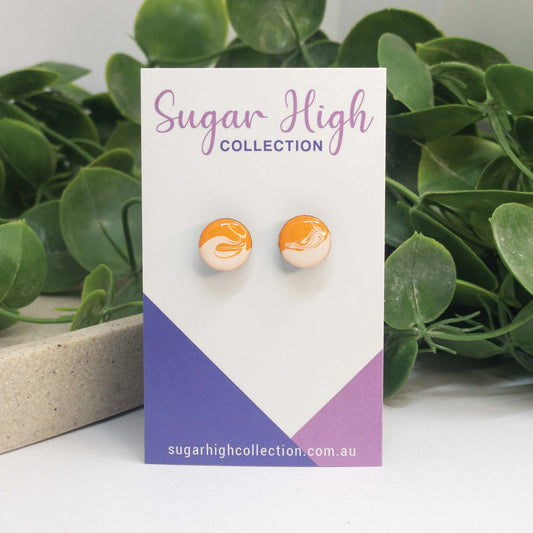 Fruit Crush + White | Wooden Stud Earrings