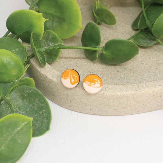 Fruit Crush + White | Wooden Stud Earrings