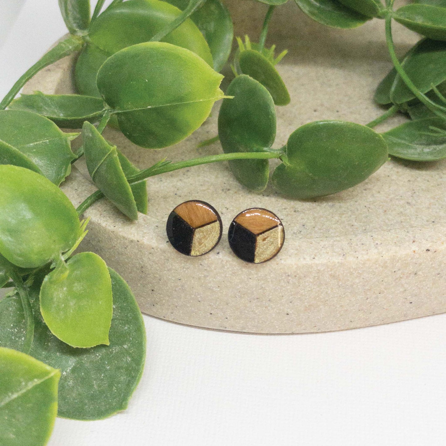 Golden Hour | Wooden Stud Earrings