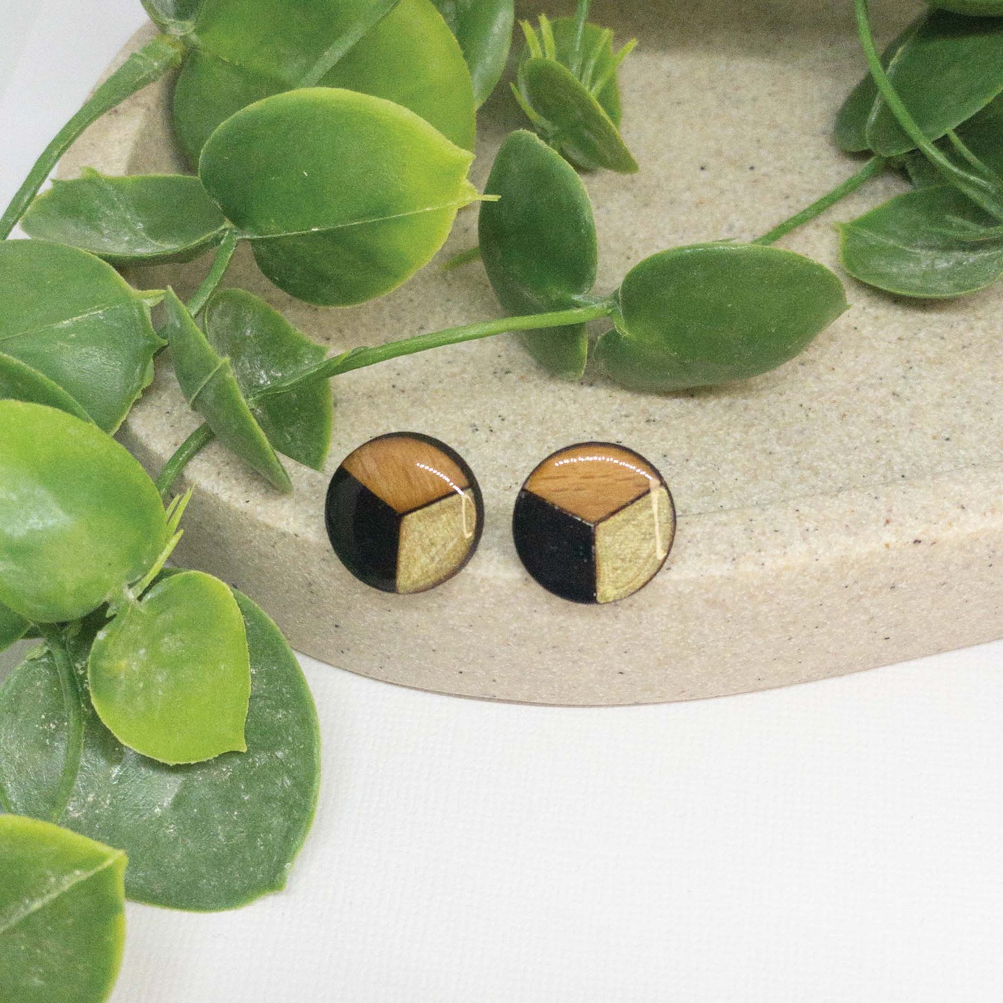 Golden Hour | Wooden Stud Earrings