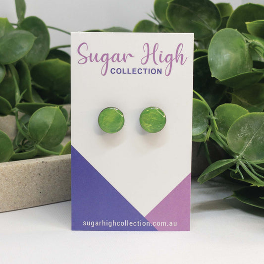 Lemon Green | Wooden Stud Earrings