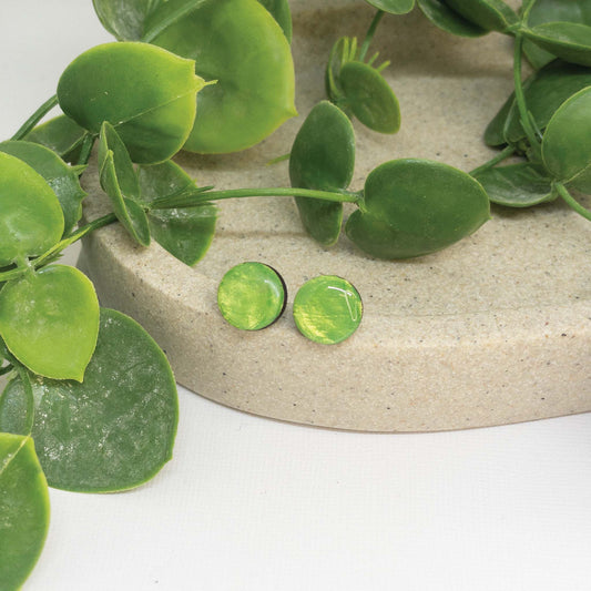 Lemon Green | Wooden Stud Earrings