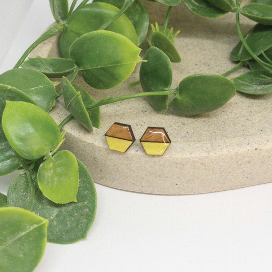 Lemon | Wooden Stud Earrings