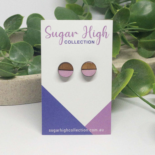 Pink Lemonade | Wooden Stud Earrings