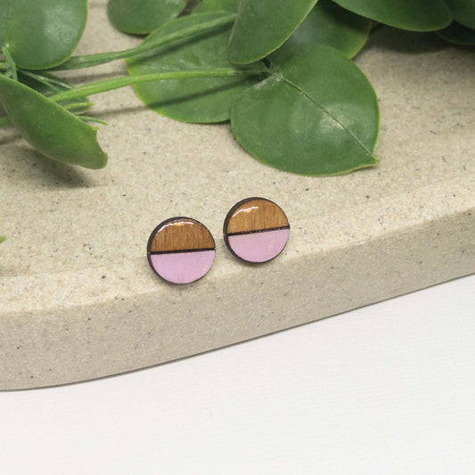 Pink Lemonade | Wooden Stud Earrings