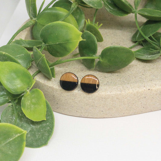 Black Luxury | Wooden Stud Earrings