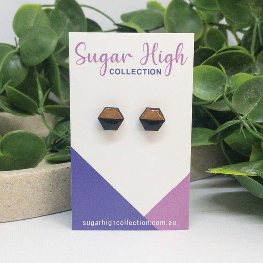 Black Luxury | Wooden Stud Earrings