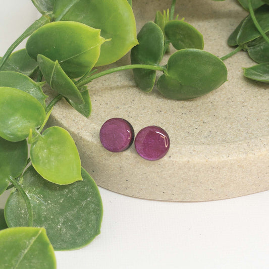 Metallic Berry | Wooden Stud Earrings