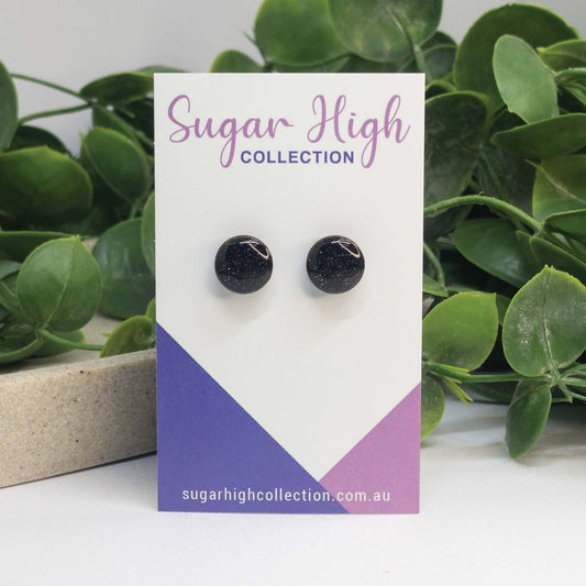 Midnight Bling | Wooden Stud Earrings