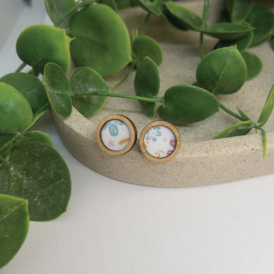 Sweet Blooms | Wooden Statement Stud Earrings