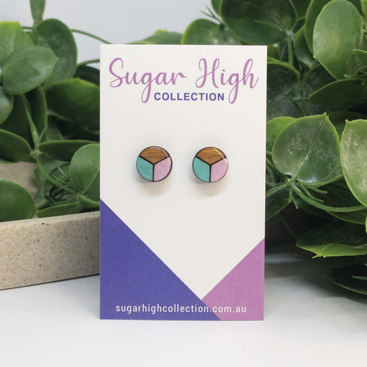 Pastel Pop | Wooden Stud Earrings