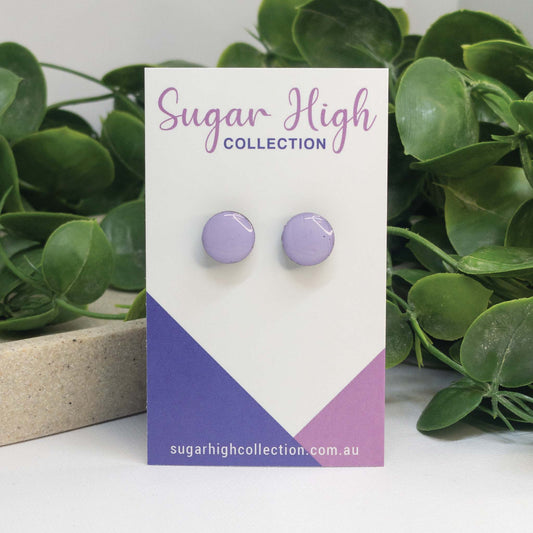 Pastel Purple | Wooden Stud Earrings