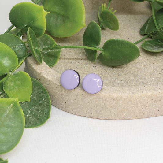 Pastel Purple | Wooden Stud Earrings