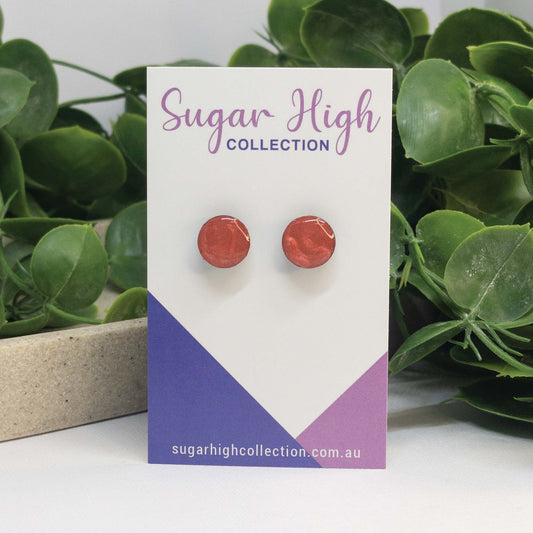 Peach | Wooden Stud Earrings