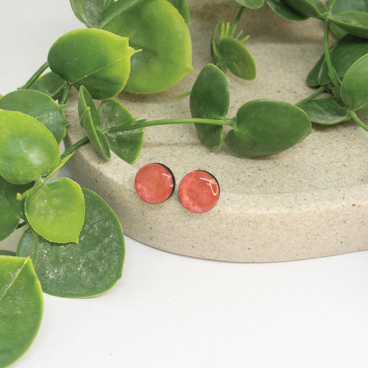 Peach | Wooden Stud Earrings