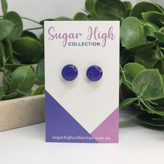 Purple Paradise | Wooden Stud Earrings