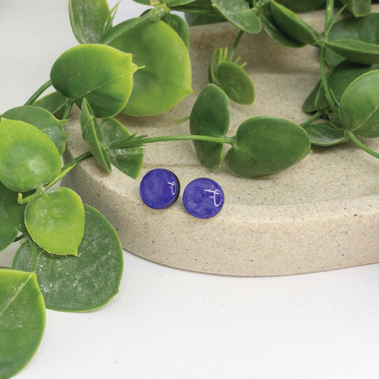 Purple Paradise | Wooden Stud Earrings