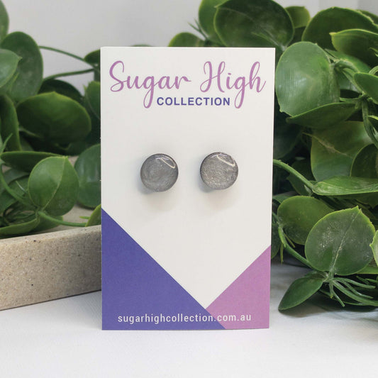 Silver Glow | Wooden Stud Earrings