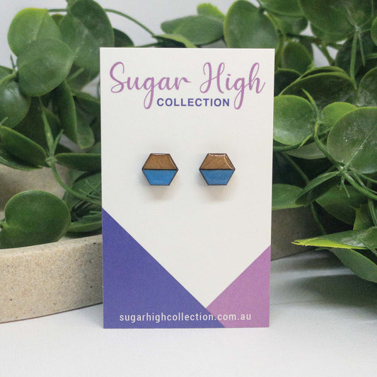 Sky Blue | Wooden Stud Earrings