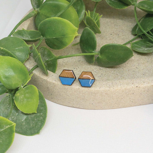 Sky Blue | Wooden Stud Earrings