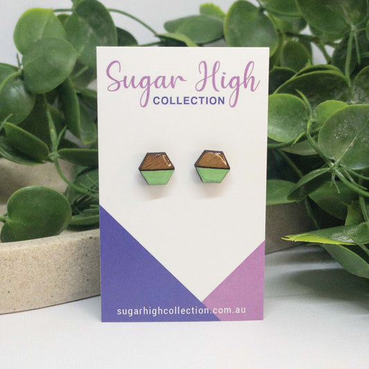 Spearmint | Wooden Stud Earrings