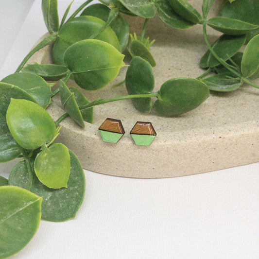 Spearmint | Wooden Stud Earrings