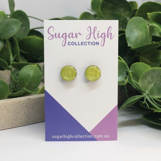 Spring Green | Wooden Stud Earrings