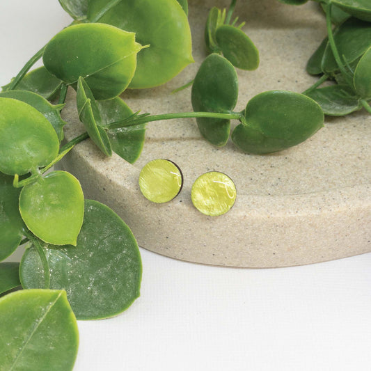 Spring Green | Wooden Stud Earrings