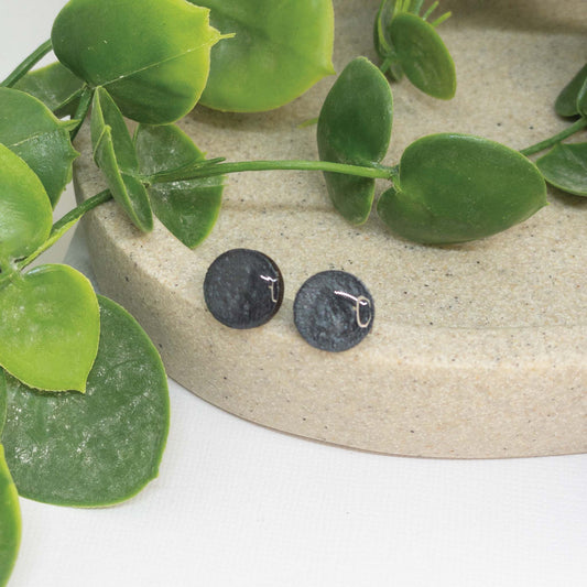 Stormy Grey | Wooden Stud Earrings