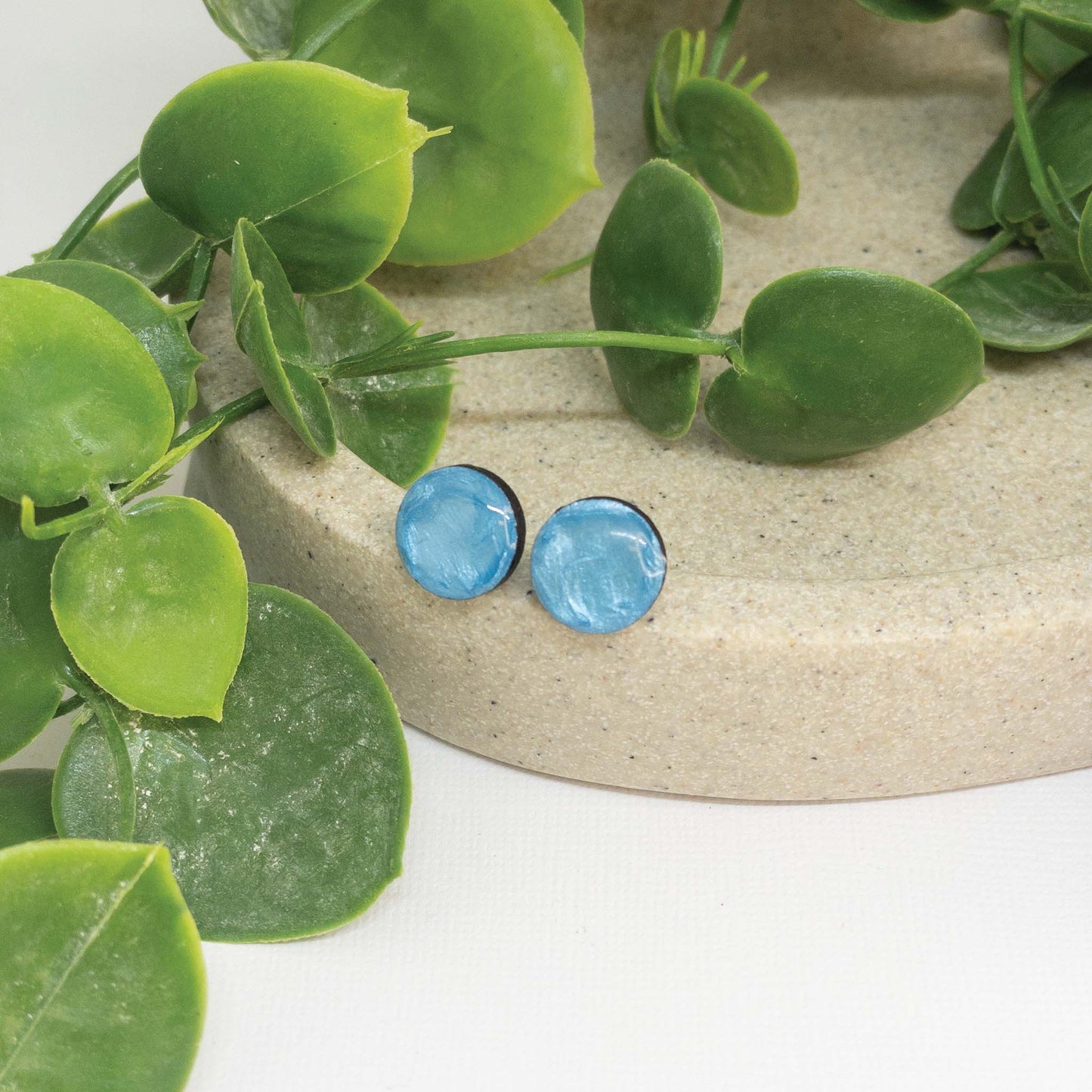 Summer Sky | Wooden Stud Earrings