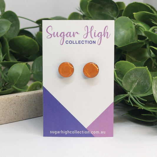 Tangerine Twist | Wooden Stud Earrings