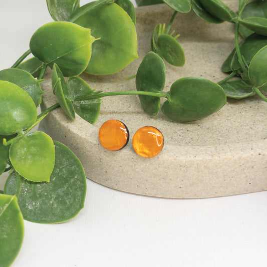 Tangerine Twist | Wooden Stud Earrings