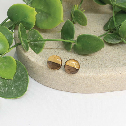 Two Tone | Wooden Stud Earrings