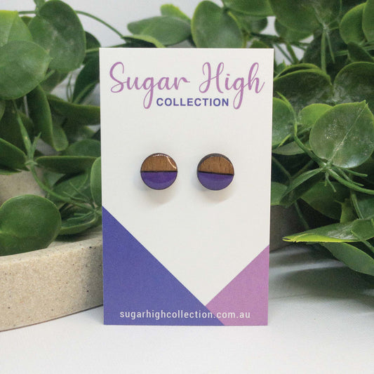 Violet | Wooden Stud Earrings