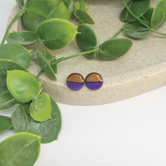 Violet | Wooden Stud Earrings